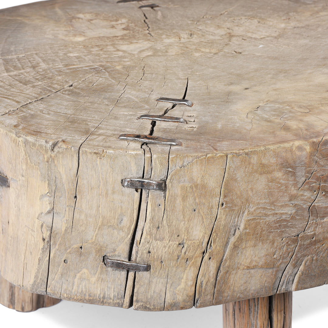 Repair Detail From Antique Chinese Farmers Chopping Block Coffee Table | Indigo Antiques