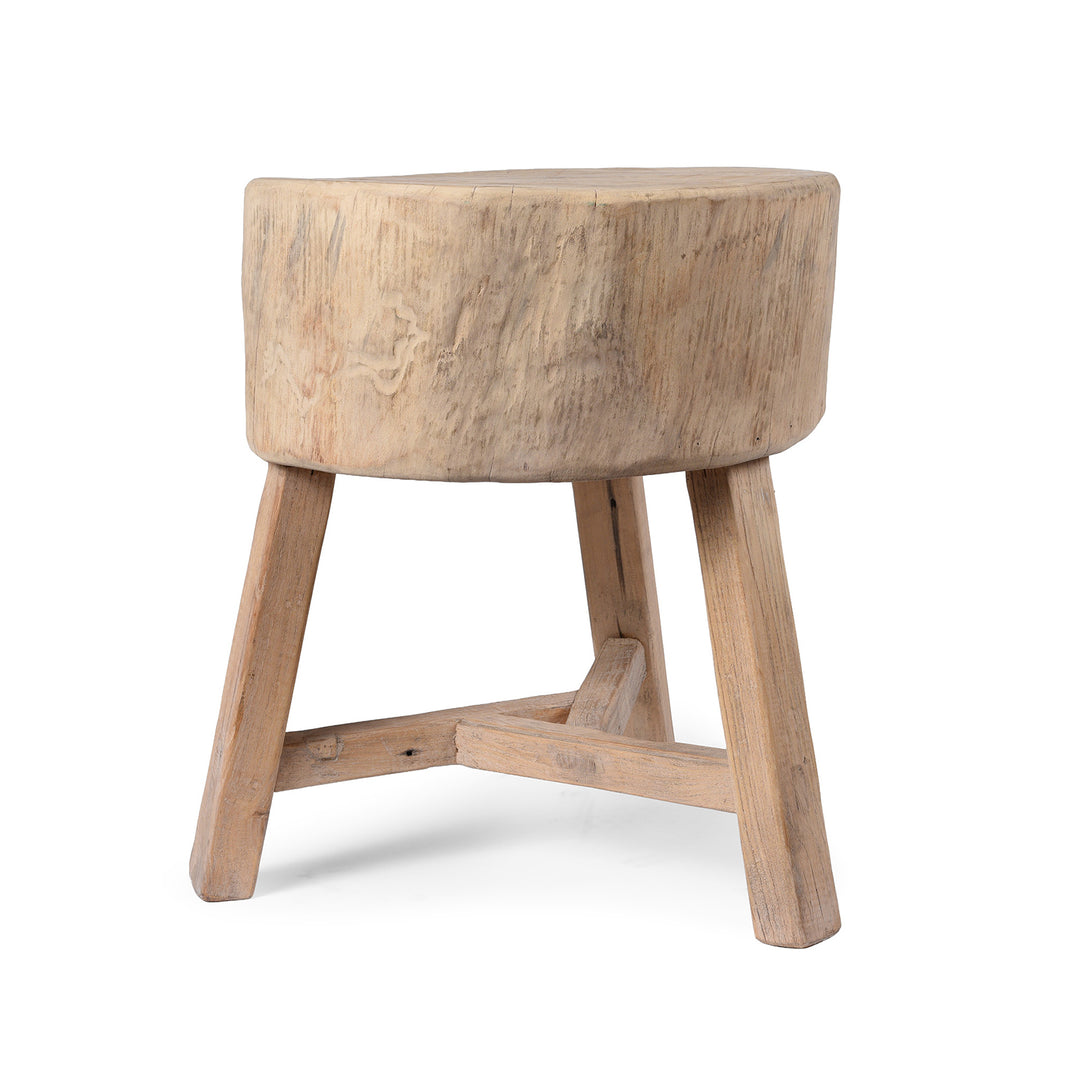 Farmers Elm Chopping Block Stool | Indigo Antiques