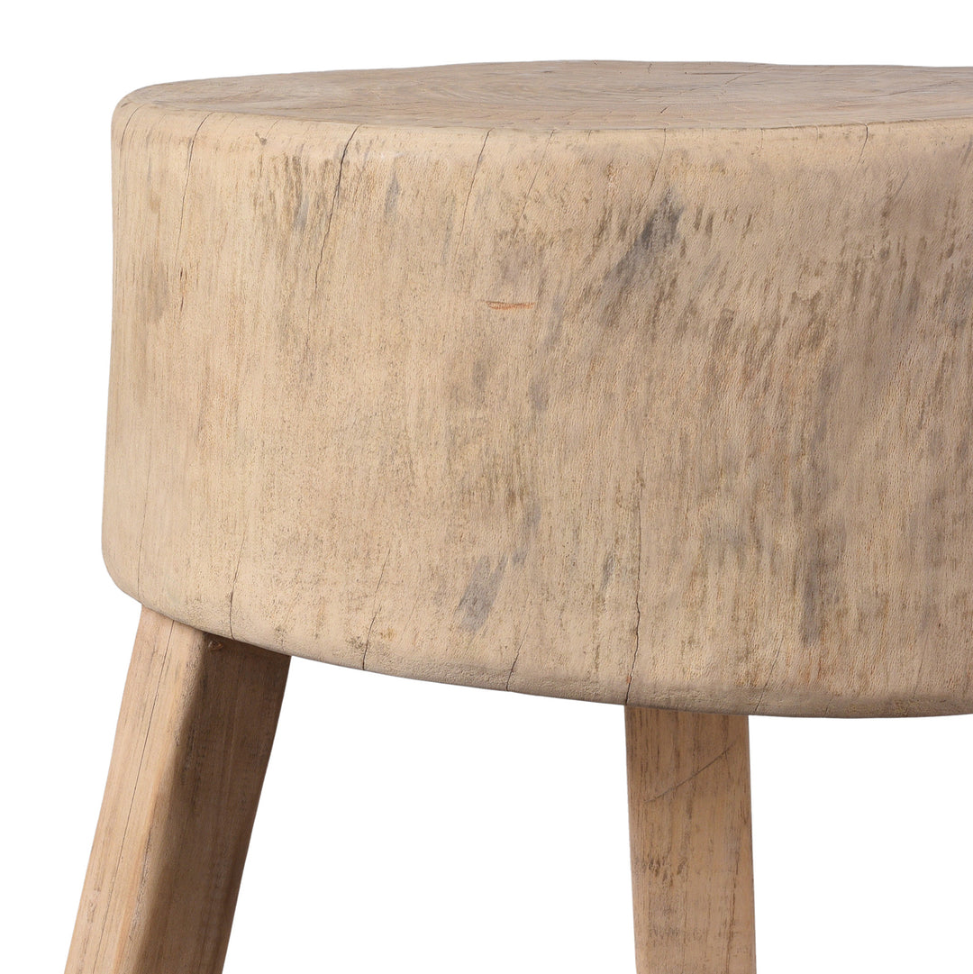 Block Detail From Farmers Elm Chopping Block Stool | Indigo Antiques