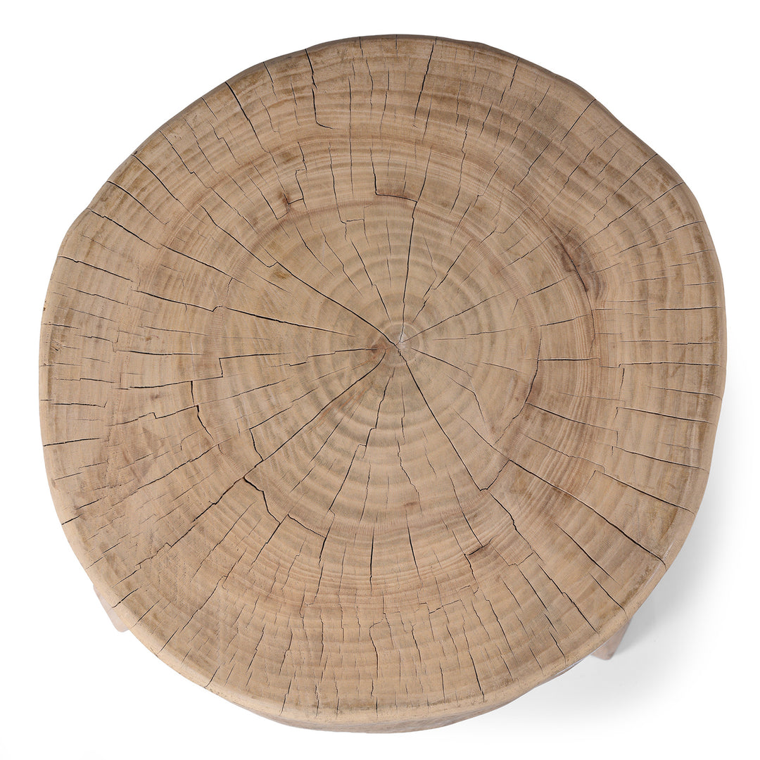 Top Down View Of Farmers Elm Chopping Block Stool | Indigo Antiques