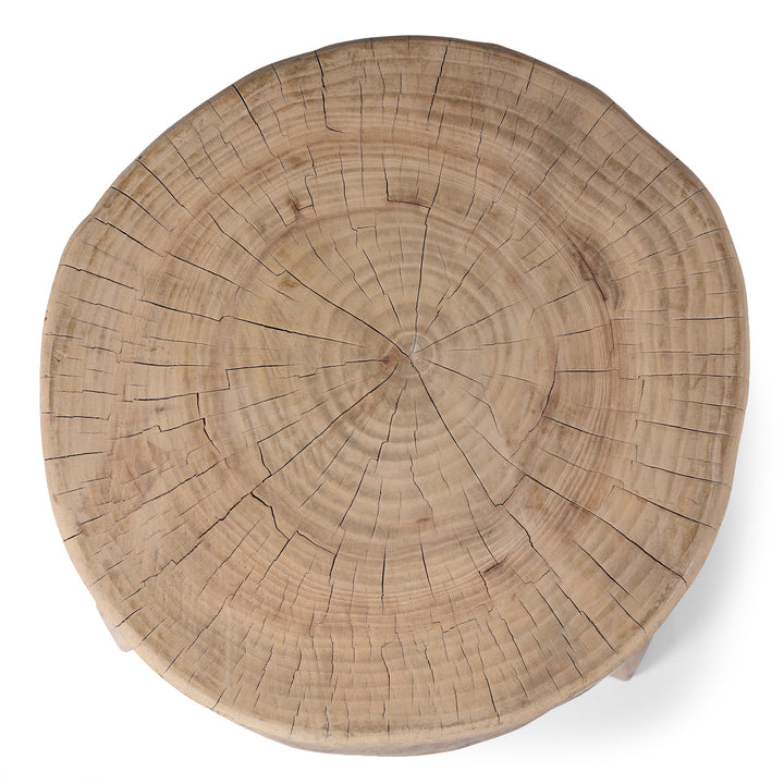 Top Down View Of Farmers Elm Chopping Block Stool | Indigo Antiques