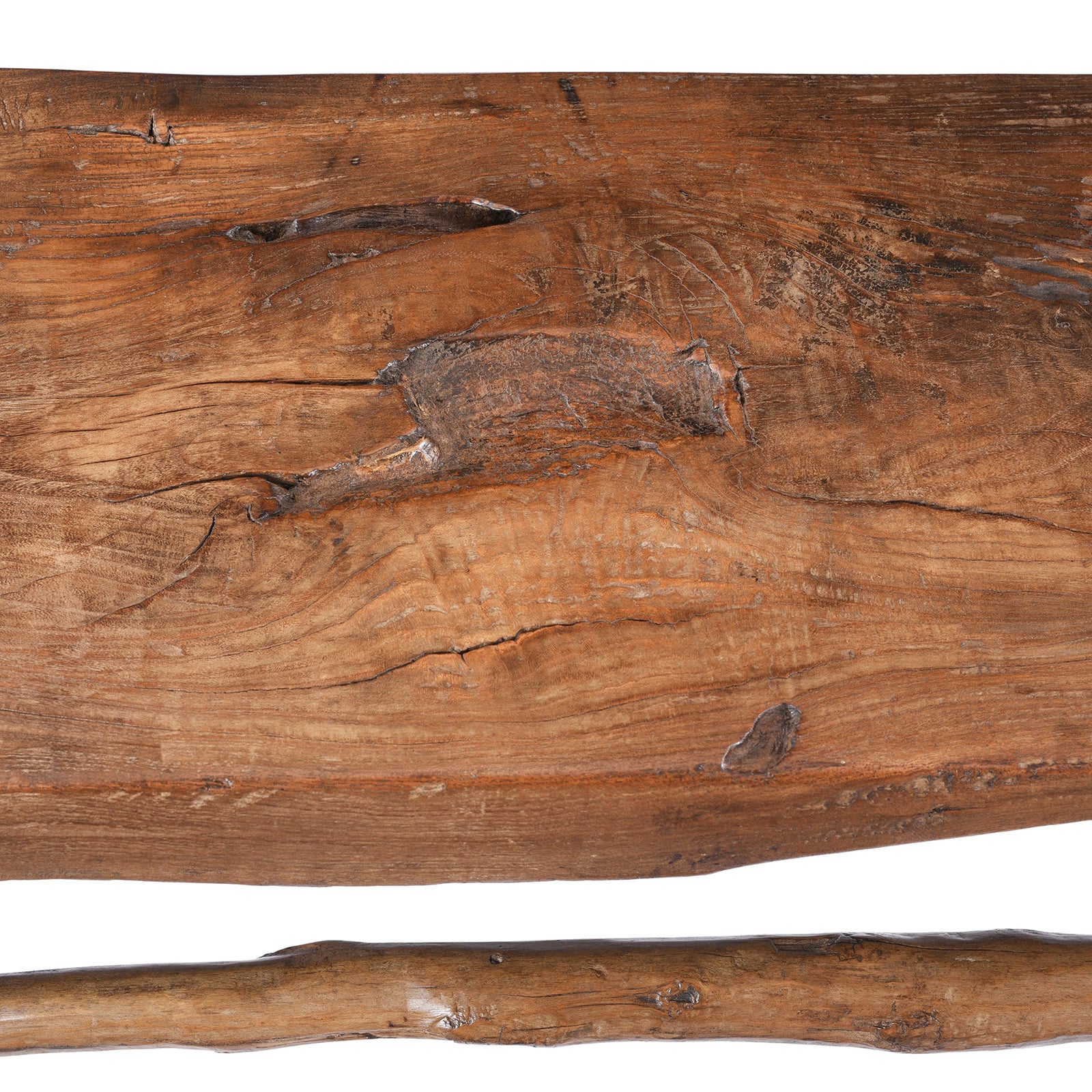 Surface Detail From Old Chinese Elm Farmhouse Console Table | Indigo Antiques