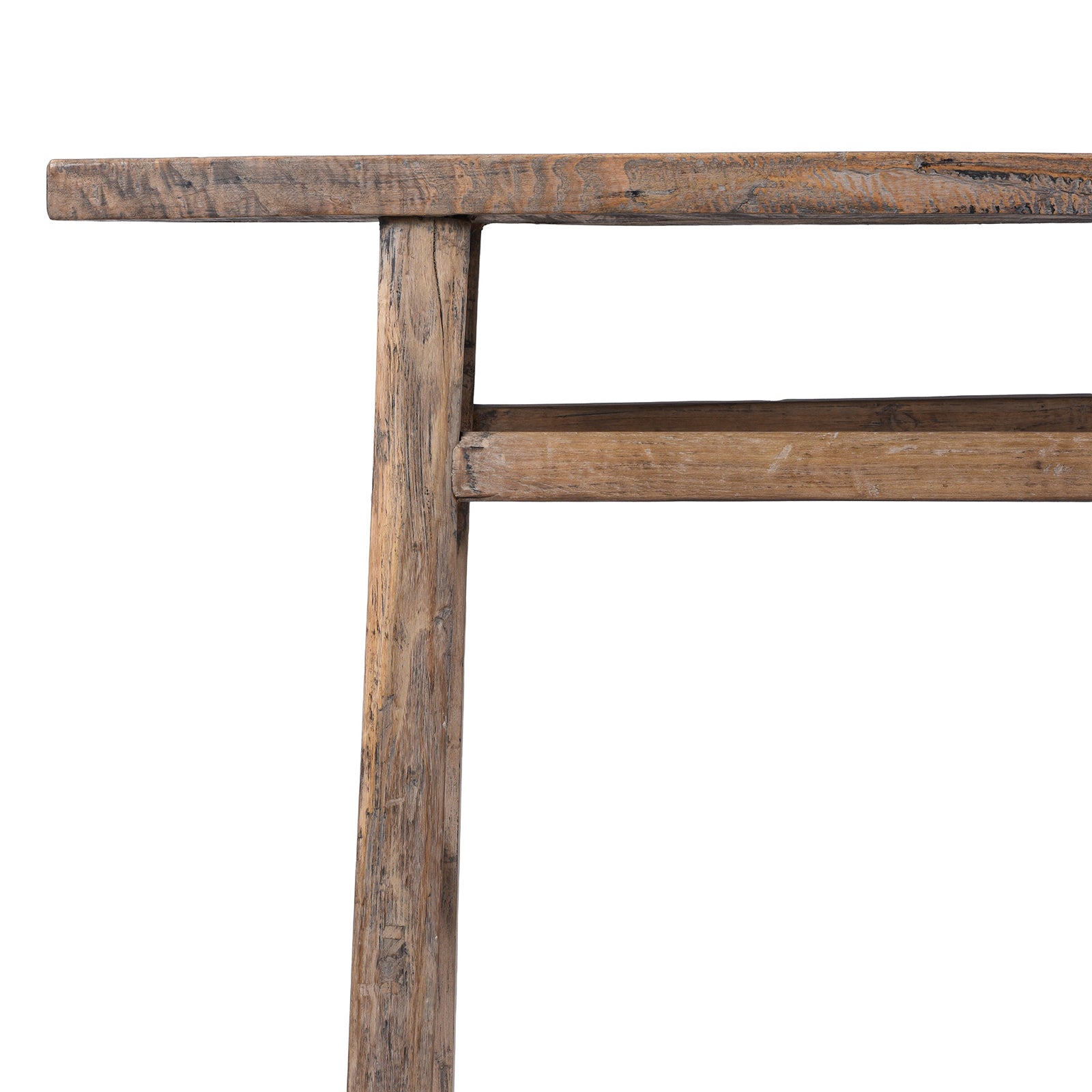 Bleached Elm Farmhouse Console Table - Late 19th Century