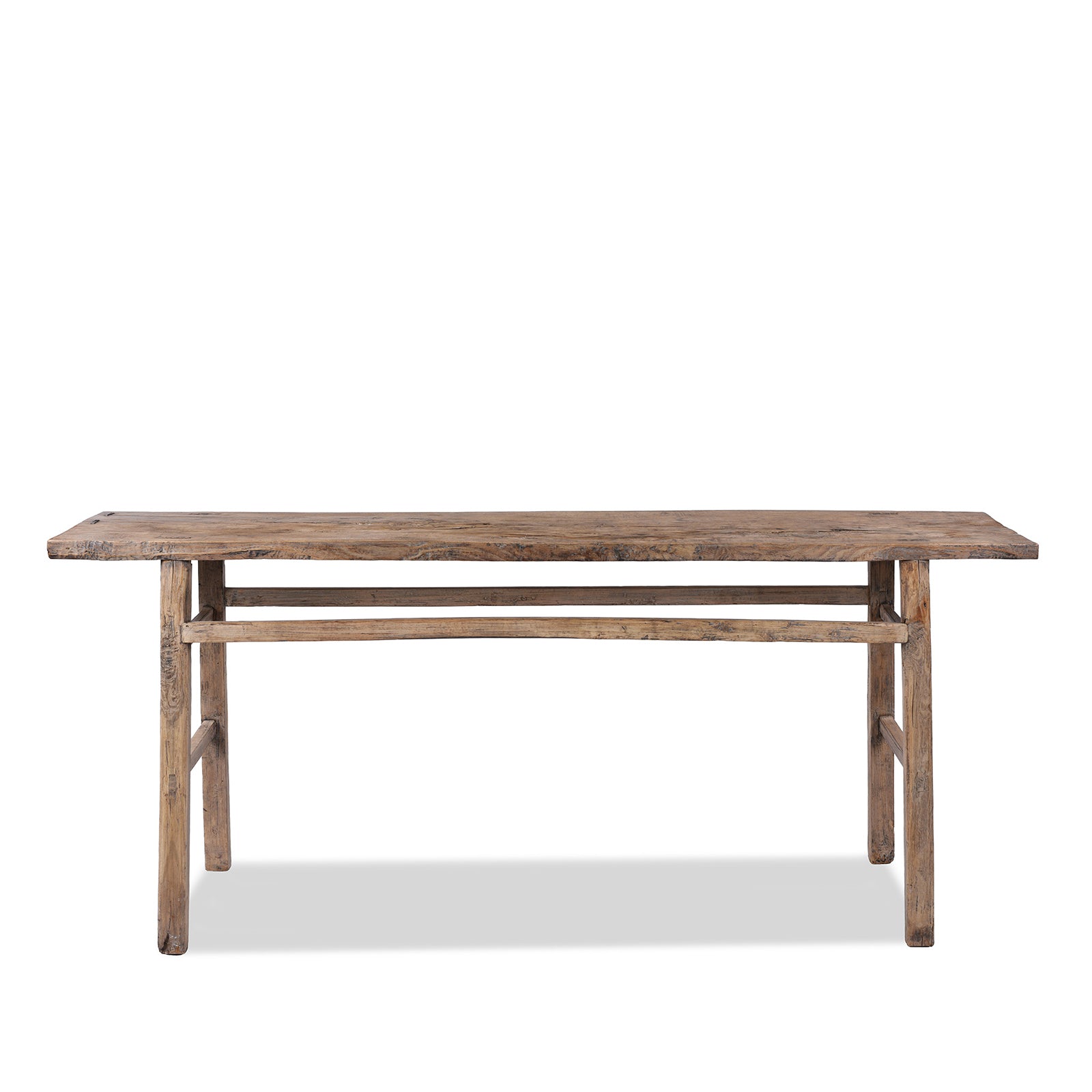 Bleached Elm Farmhouse Console Table - Late 19th Century