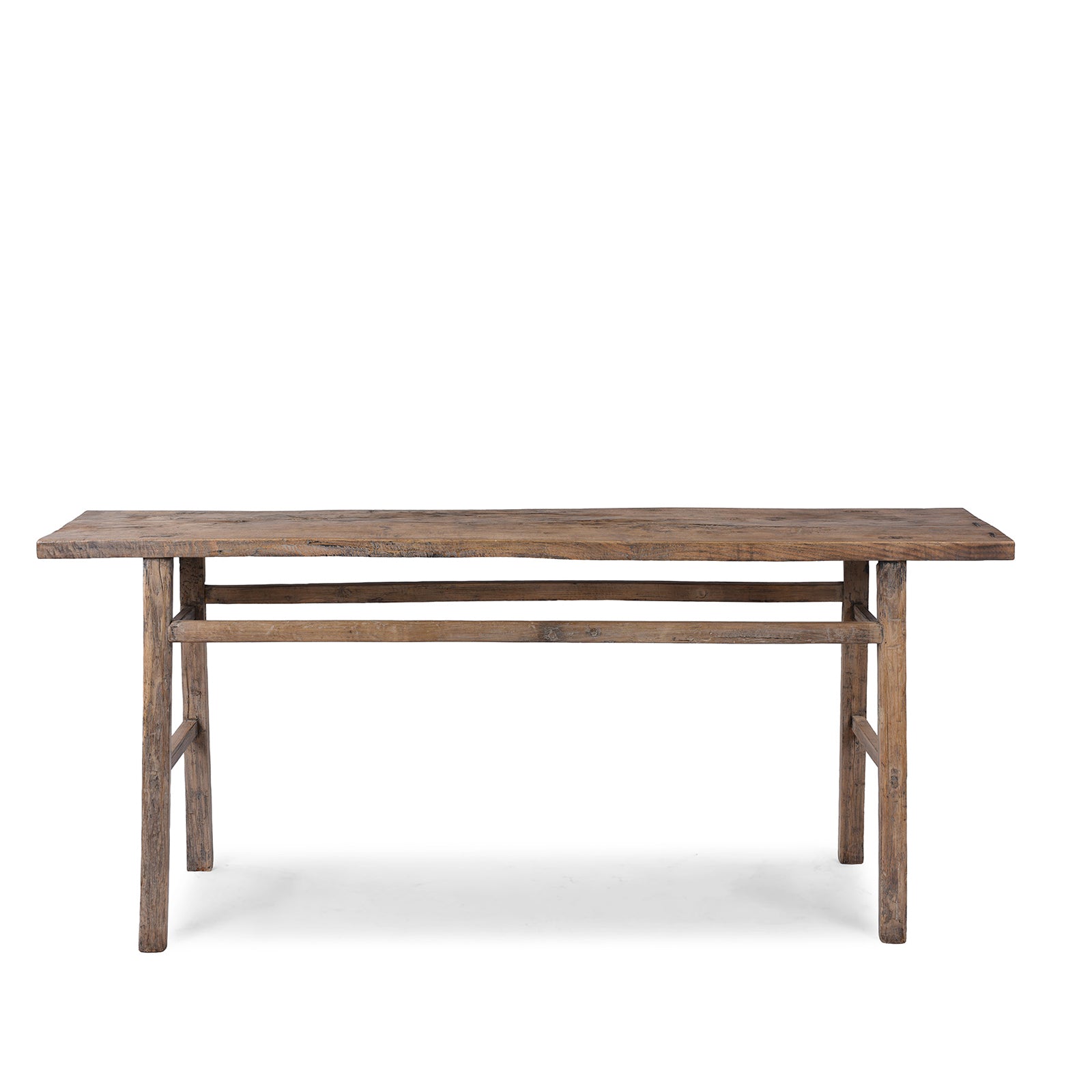 Bleached Elm Farmhouse Console Table - Late 19th Century