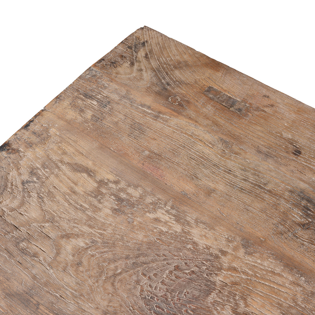 Corner Detail From Antique Elm Coffee Table With Drawers From Shandong | Indigo Antiques