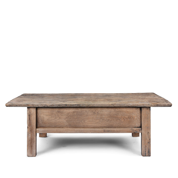 Back of Antique Elm Coffee Table With Drawers From Shandong | Indigo Antiques