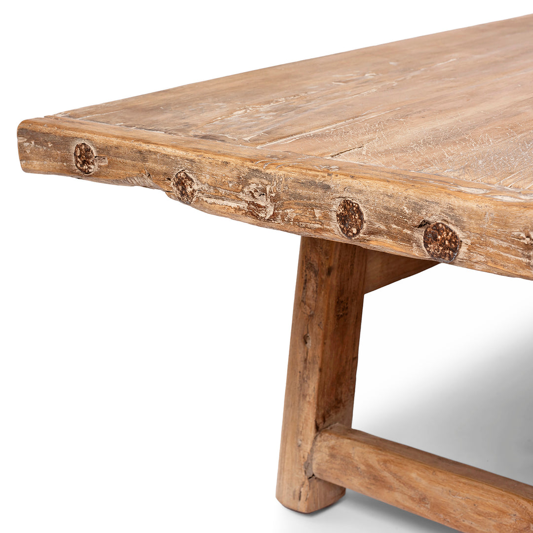 End Detail From Rustic Bleached Chinese Coffee Table From Henan | Indigo Antiques