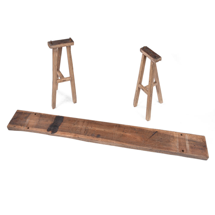 Deconstructed And Underside View Of Trestle Console Table Made From Old Walnut