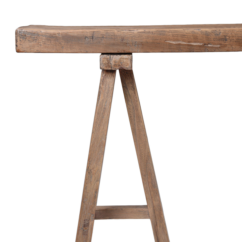 Corner Detail From Trestle Console Table Made From Old Walnut