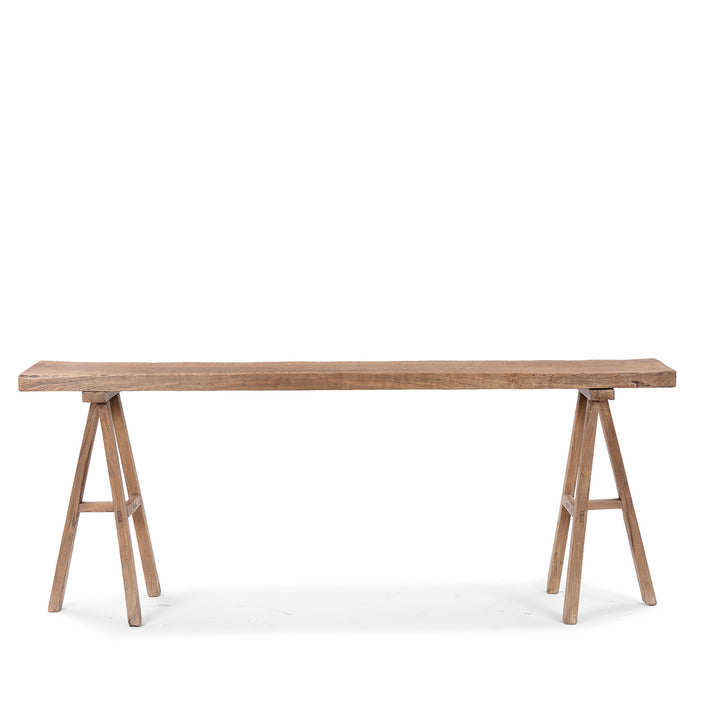 Chinese Walnut Trestle Console Table With Detachable Top