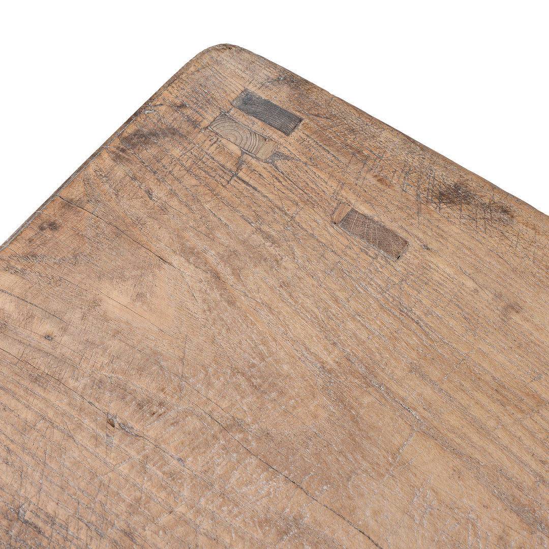 Top Corner Detail From Antique Chinese Rustic Farmhouse Coffee Table | Indigo Antiques