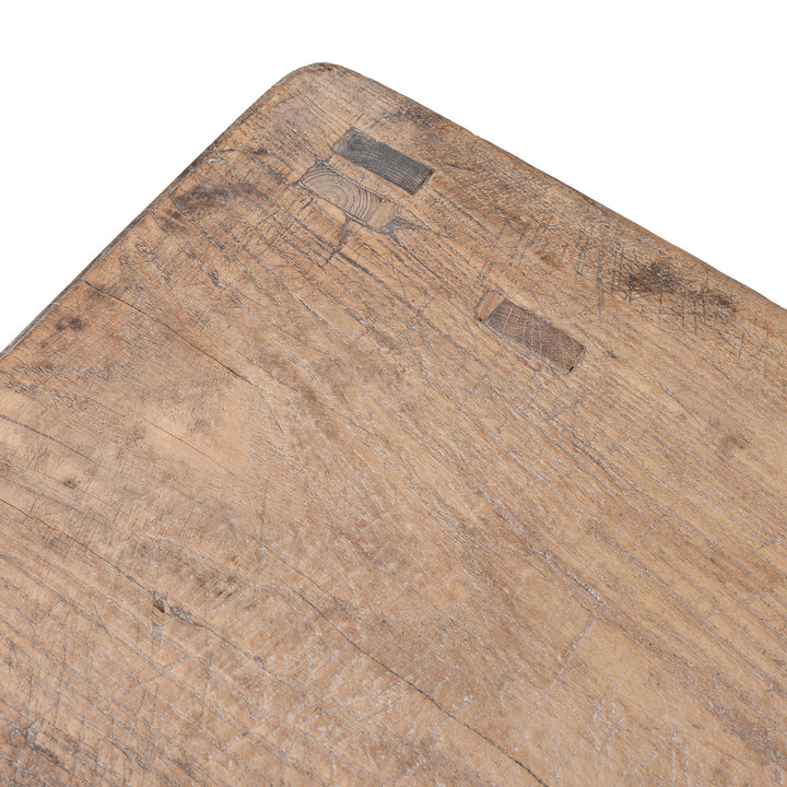 Top Corner Detail From Antique Chinese Rustic Farmhouse Coffee Table | Indigo Antiques