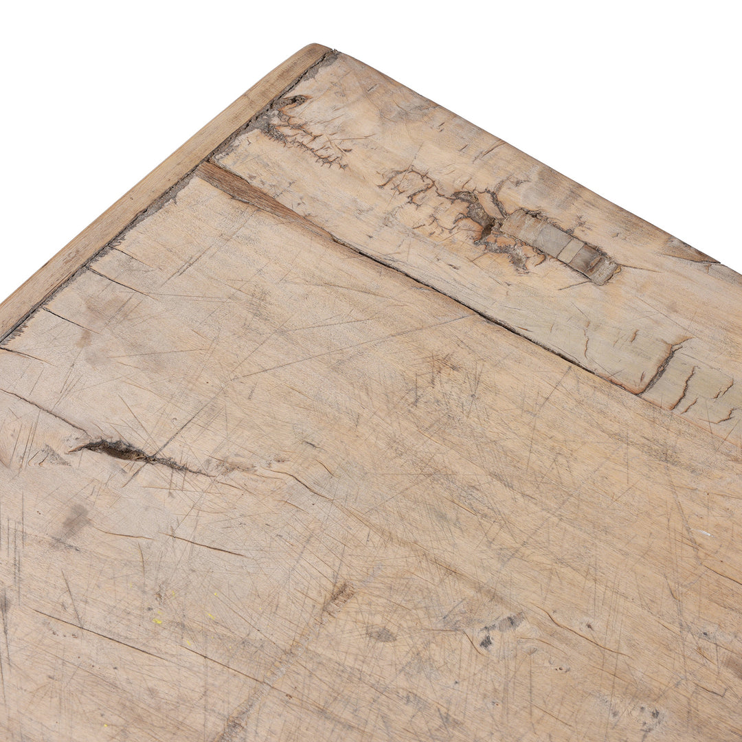 Top Corner Detail From Antique Poplar Farmhouse Coffee Table From Henan | Indigo Antiques