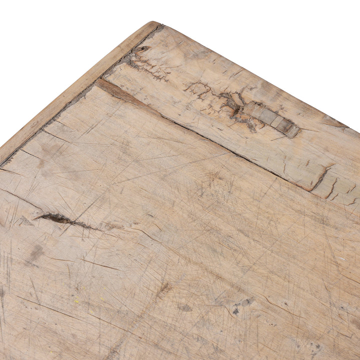 Top Corner Detail From Antique Poplar Farmhouse Coffee Table From Henan | Indigo Antiques