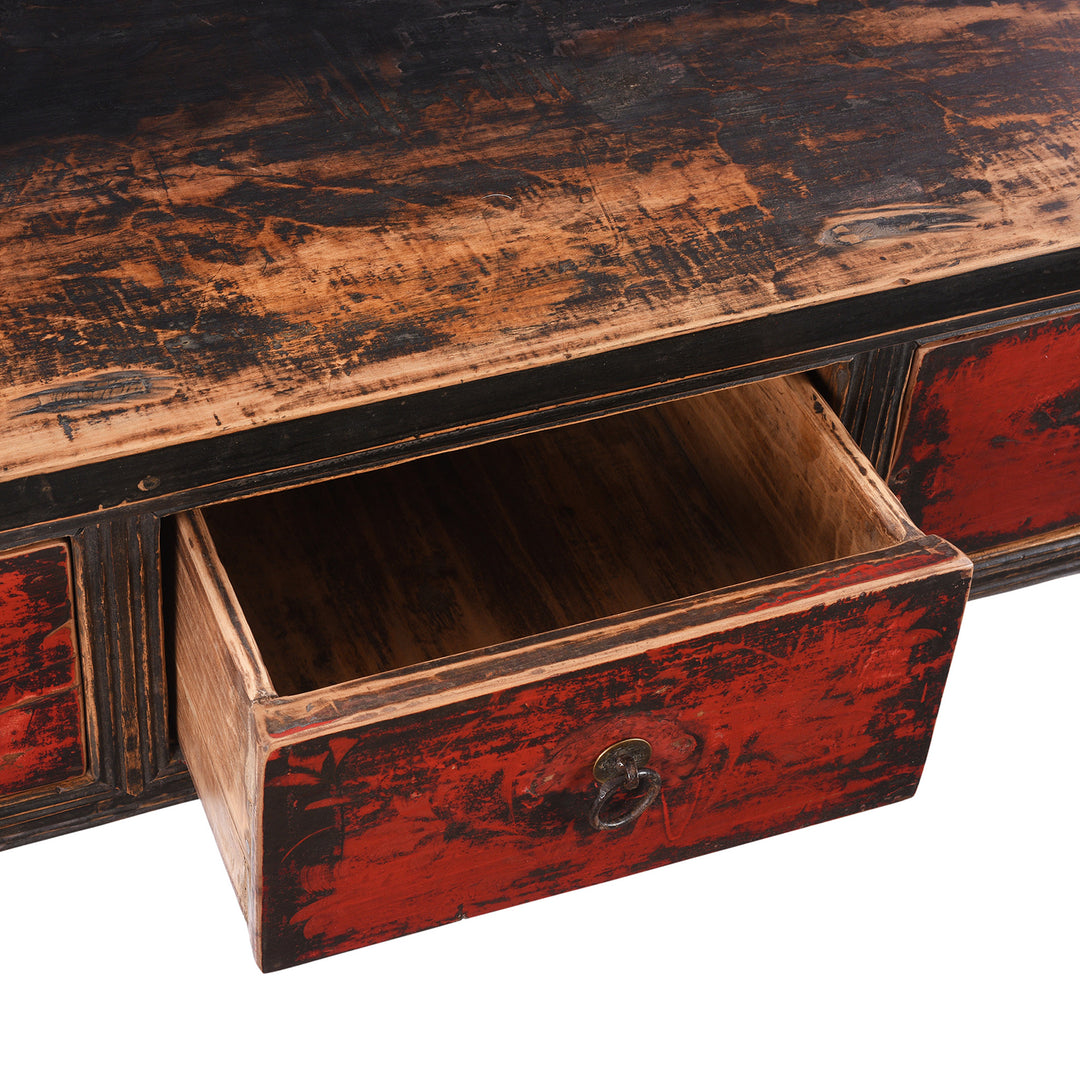 Drawer Interior Detail From Antique Chinese Painted Console Table From Shanxi | Indigo Antiques
