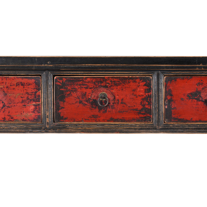 Drawer Detail From Antique Chinese Painted Console Table From Shanxi | Indigo Antiques