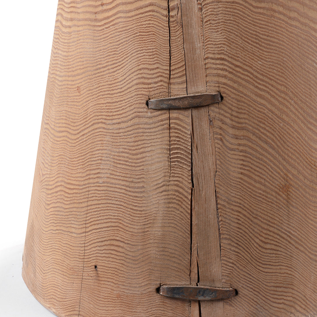 Binding Detail From Bleached Pine Stool Table With Conical Base And Circular Top