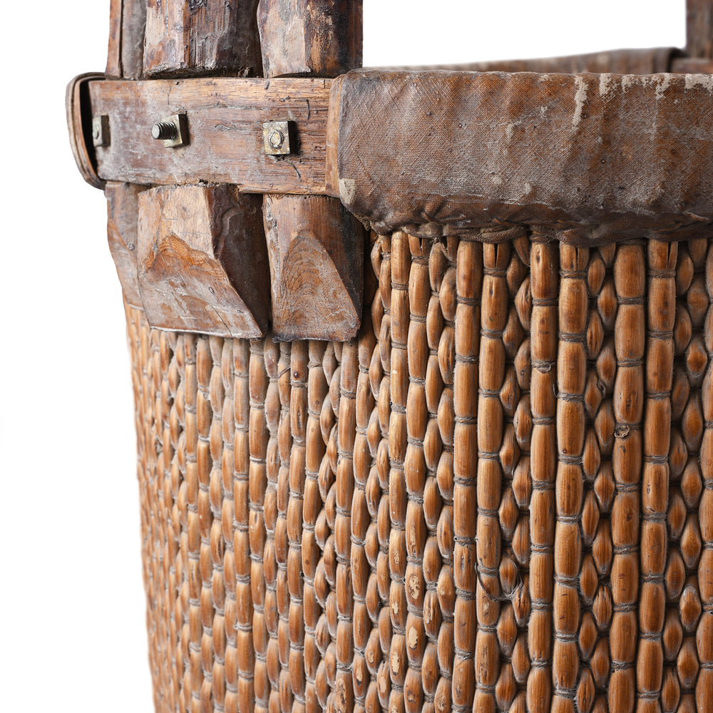 Detail From Vintage Woven Willow Farmers Vegetable Basket | Indigo Antiques