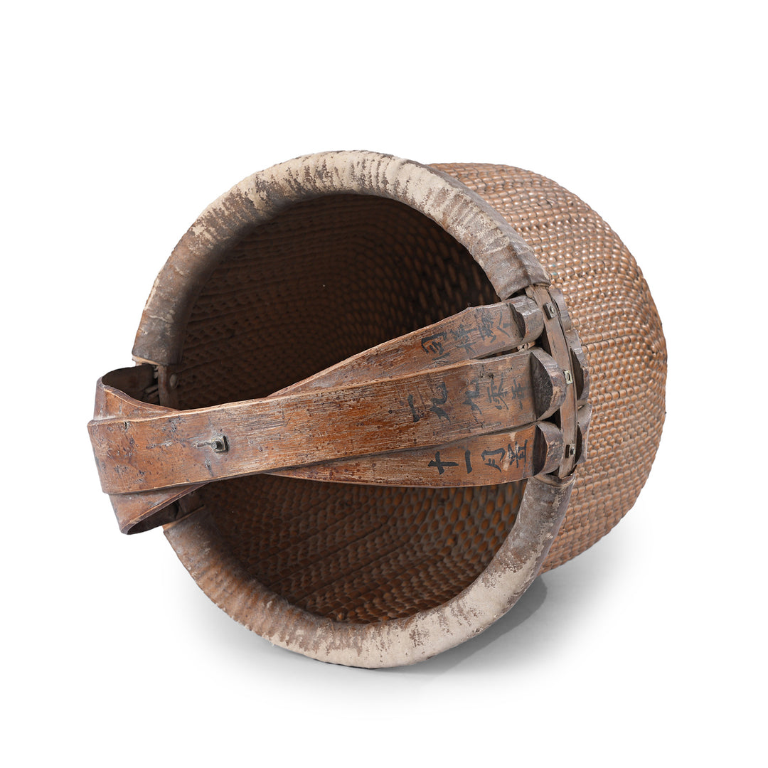Interior Of Vintage Woven Willow Farmers Vegetable Basket | Indigo Antiques