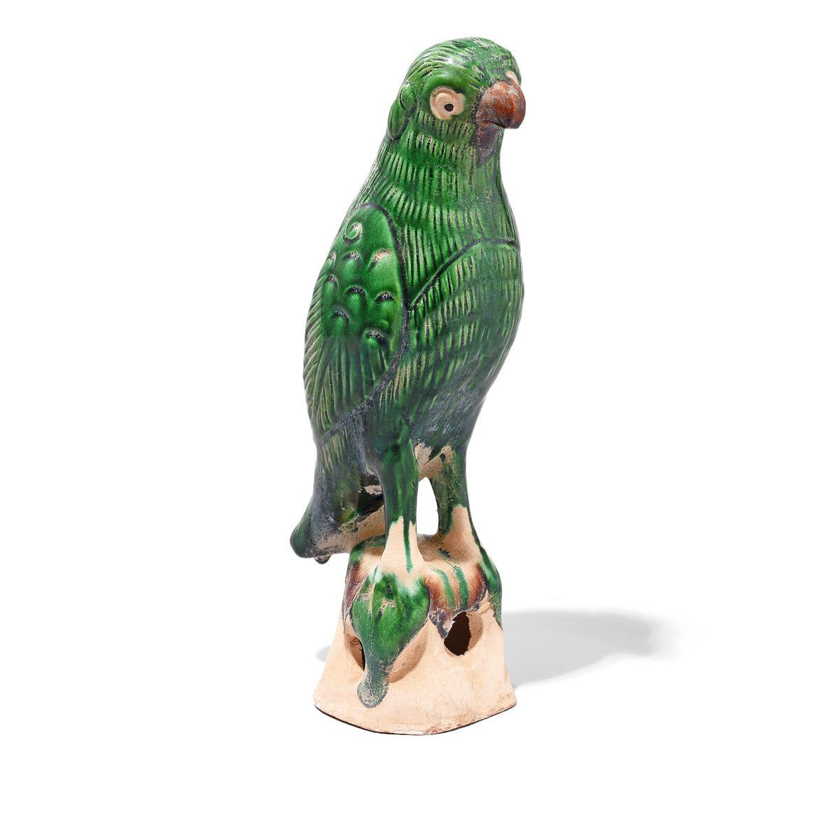 Large Glazed Porcelain Parrot Joss Stick Holder 