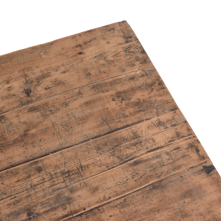 Top Detail From Painted Mongolian Elm Kang Cabinet With Original 19th Century Decoration