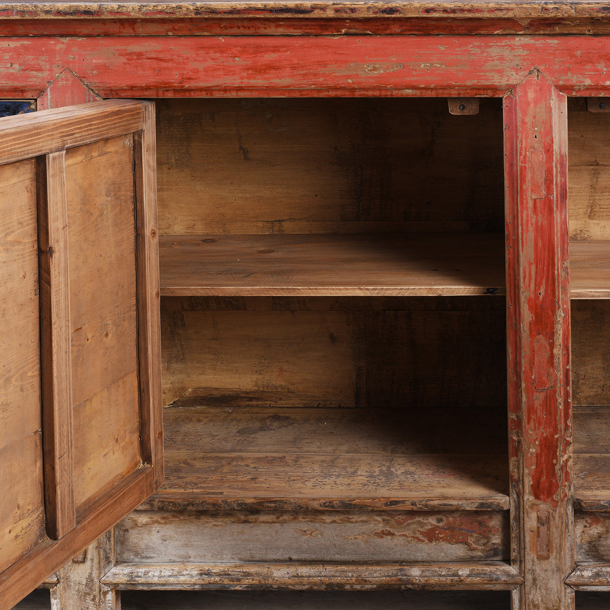 Interior Detail From Antique Painted Sideboard From Qinghai Province | Indigo Antiques