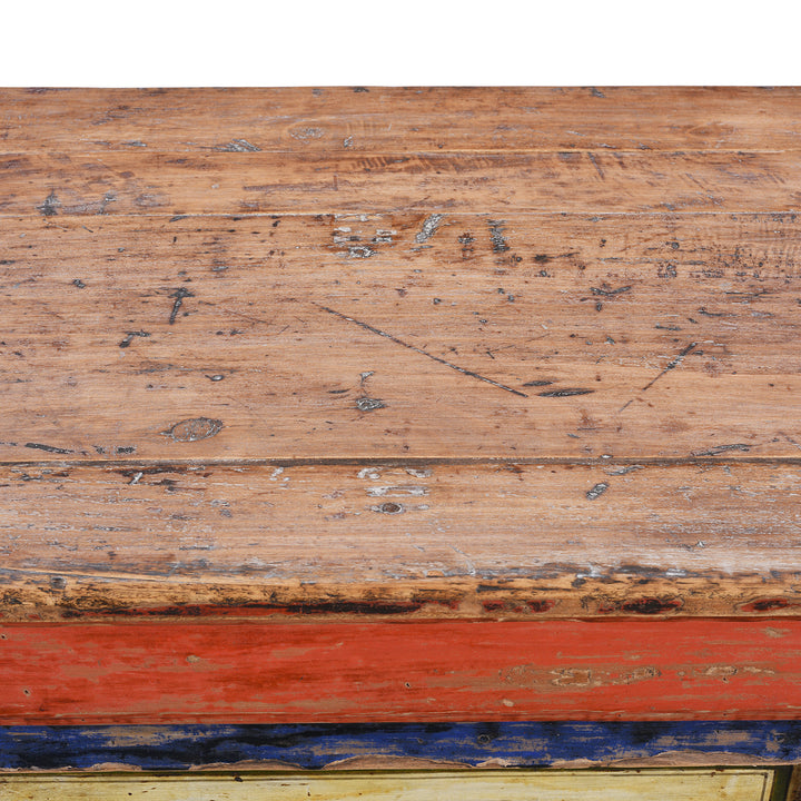 Surface Detail From Antique Painted Sideboard From Qinghai Province | Indigo Antiques