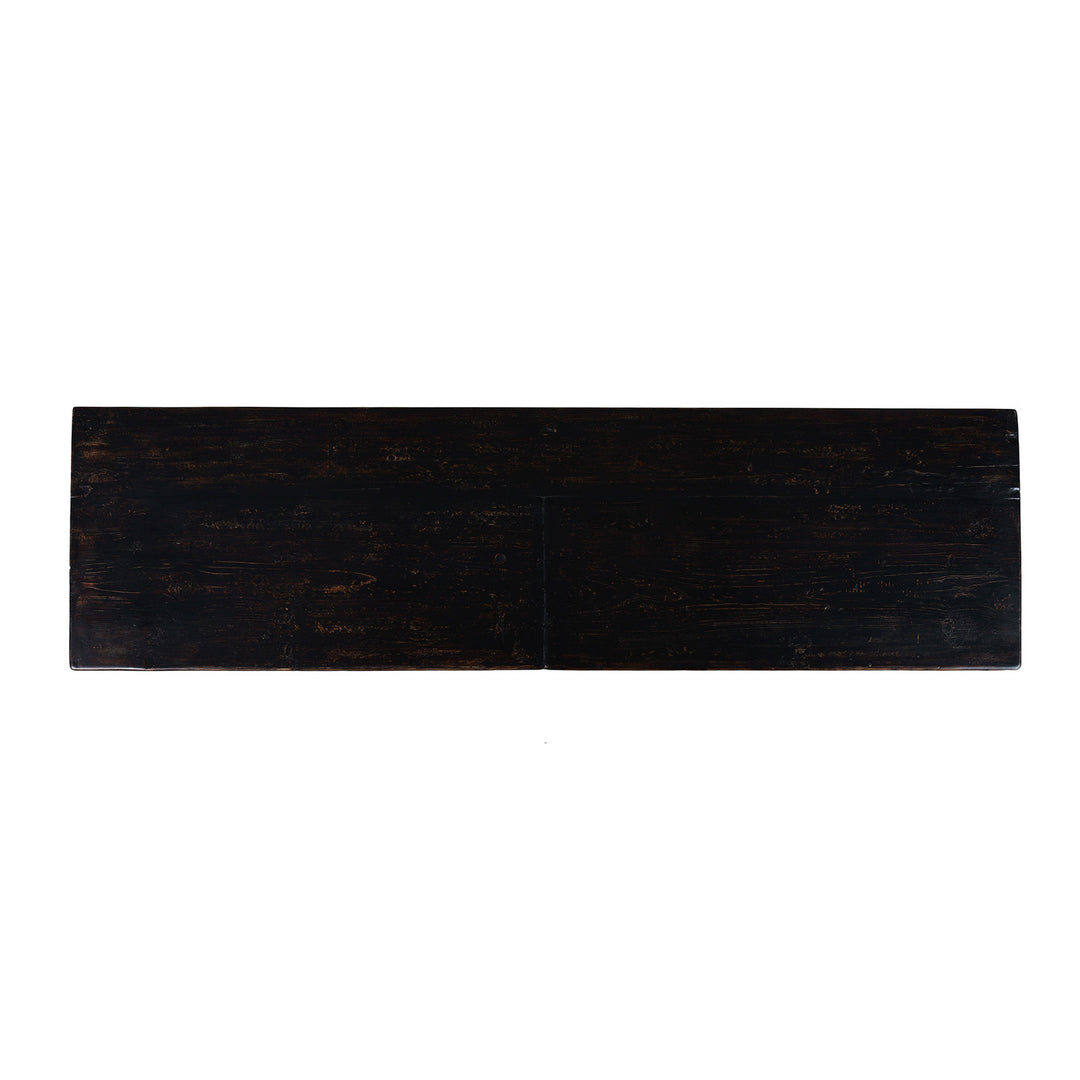 Top Down View Of Antique Gansu Sideboard With Original Painted Scholarly Motifs And Front Opening Doors | Indigo Antiques