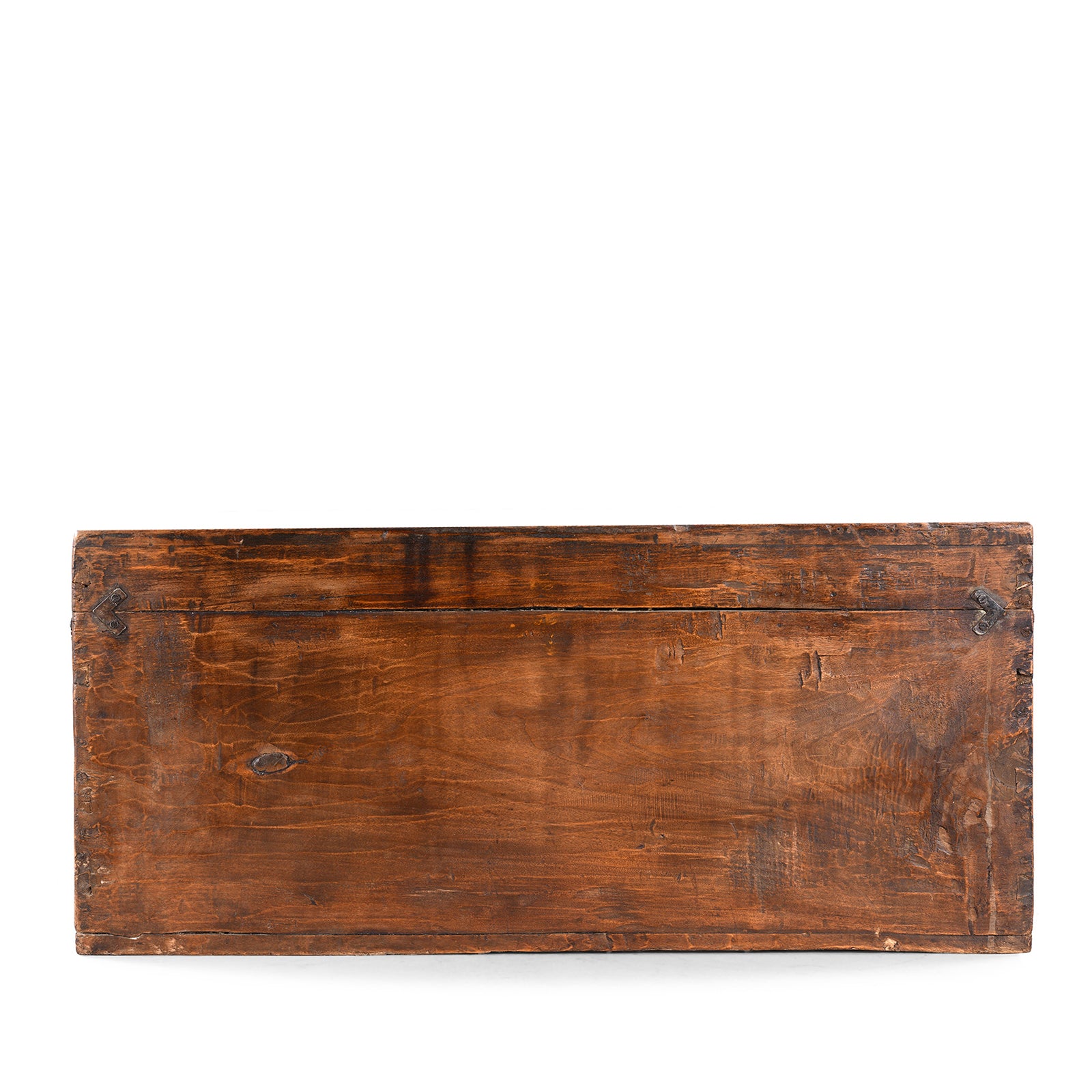 Back Of Antique Gansu Chest With Mongolian Painted Floral And Bird Motifs