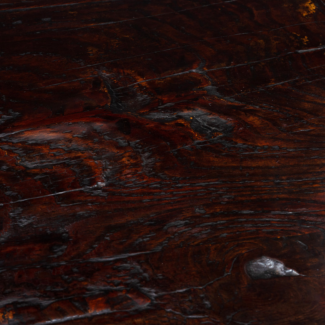 Surface Detail From Carved Elm Shanxi Altar Table With Floral Drawers And Dark Patinated Lacquer | Indigo Antiques