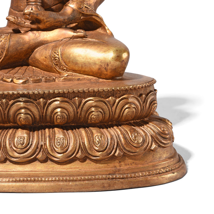 Lotus Throne Detail From Gilt Brass Sitting Buddha - Bhumisparsha Mudra | Indigo Antiques
