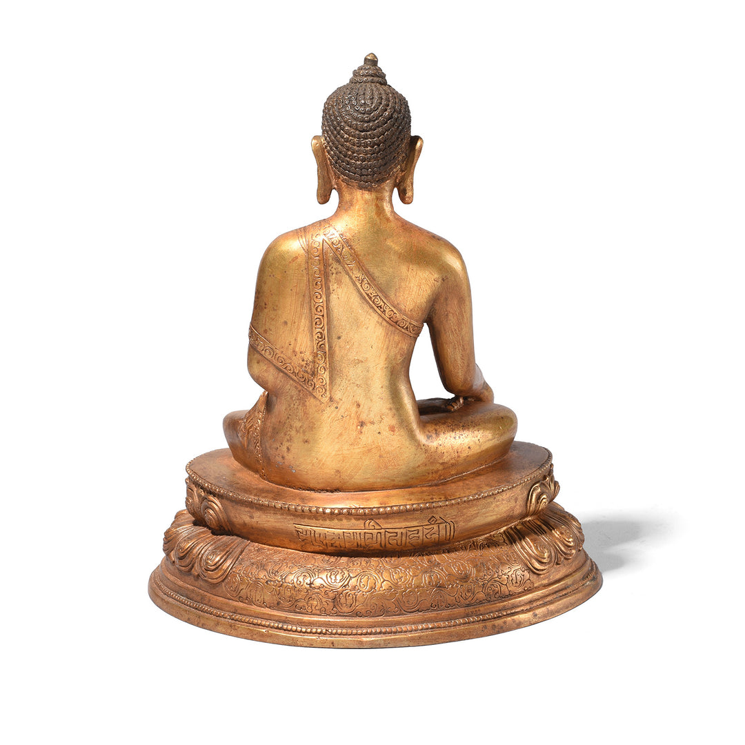 Back Of Gilt Brass Sitting Buddha - Bhumisparsha Mudra | Indigo Antiques