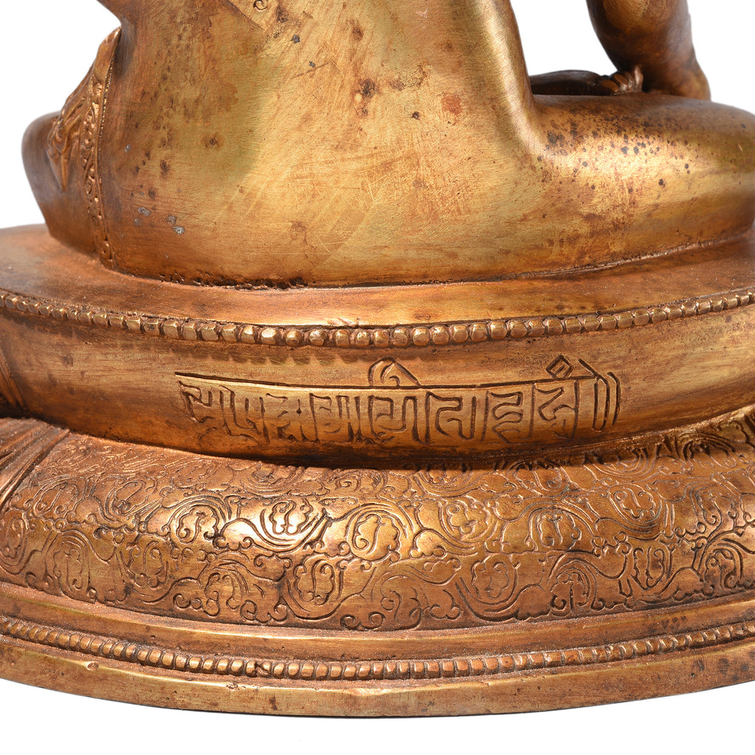 Rear Detail From Gilt Brass Sitting Buddha - Bhumisparsha Mudra | Indigo Antiques