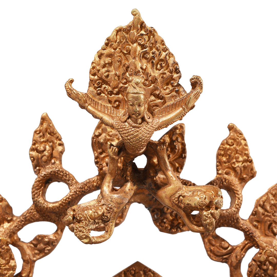 Figure Detail From Gilt Brass Sitting Buddha - Bhumisparsha Mudra | Indigo Antiques