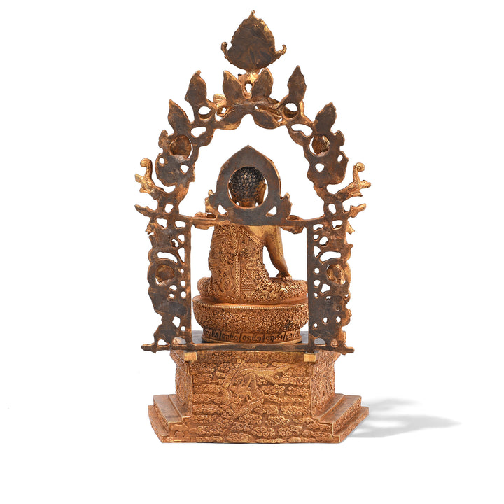 Back Of Gilt Brass Sitting Buddha - Bhumisparsha Mudra | Indigo Antiques