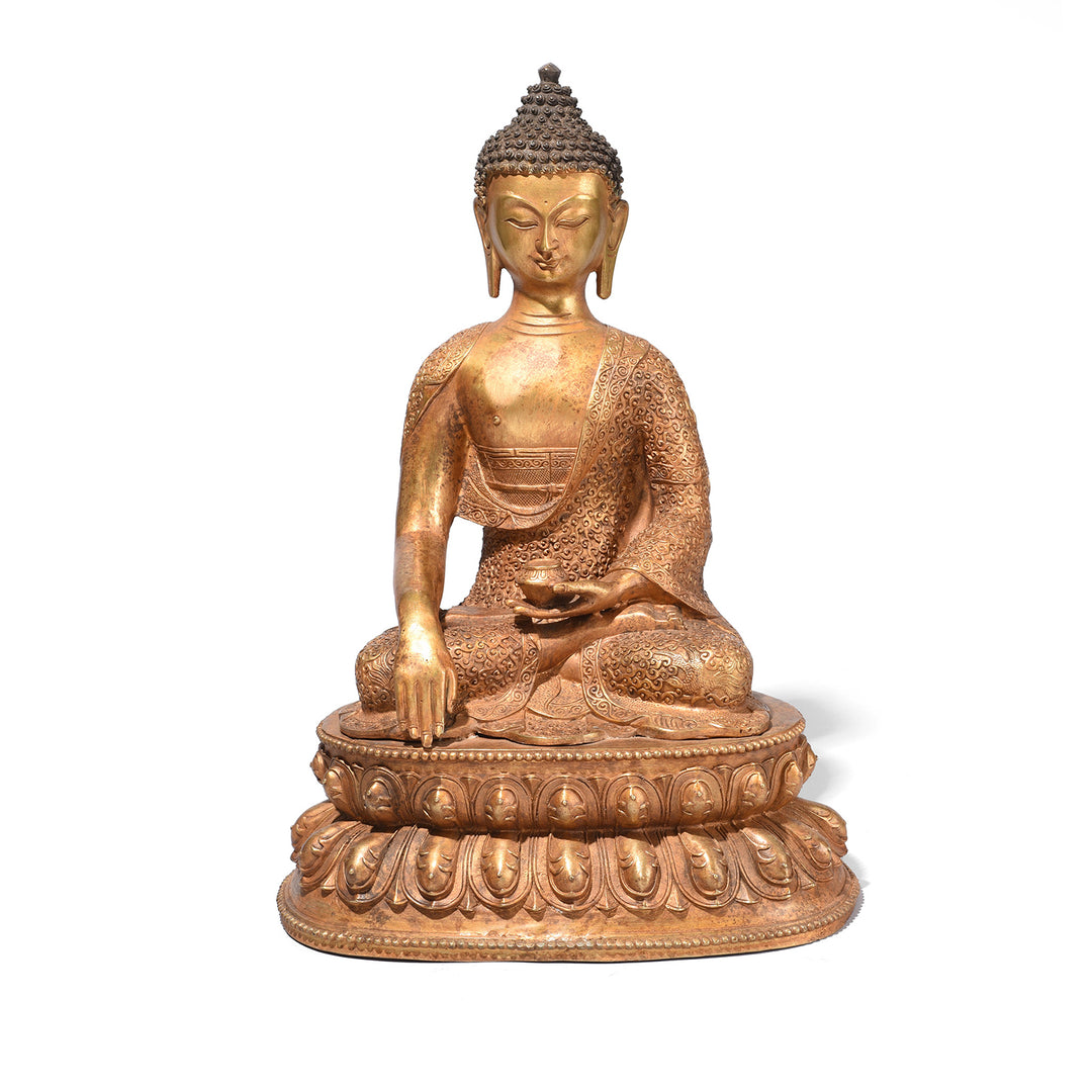 Gilt Brass Sitting Buddha - Bhumisparsha Mudra | Indigo Antiques