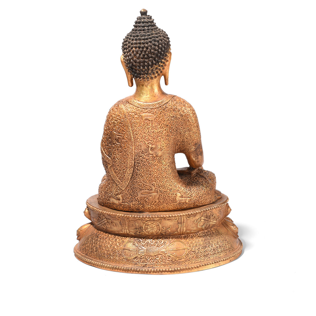 Back Of Gilt Brass Sitting Buddha - Bhumisparsha Mudra | Indigo Antiques