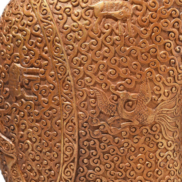 Rear Detail From Gilt Brass Sitting Buddha - Bhumisparsha Mudra | Indigo Antiques