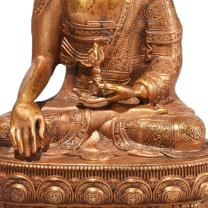 Hands Detail From Gilt Brass Sitting Buddha - Bhumisparsha Mudra | Indigo Antiques