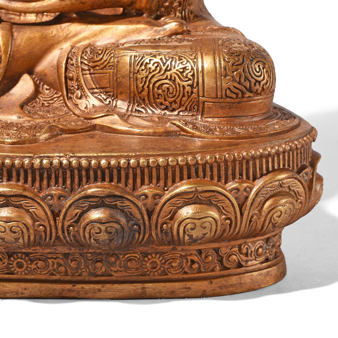Base Detail From Gilt Brass Sitting Buddha - Dhyana Mudra | Indigo Antiques