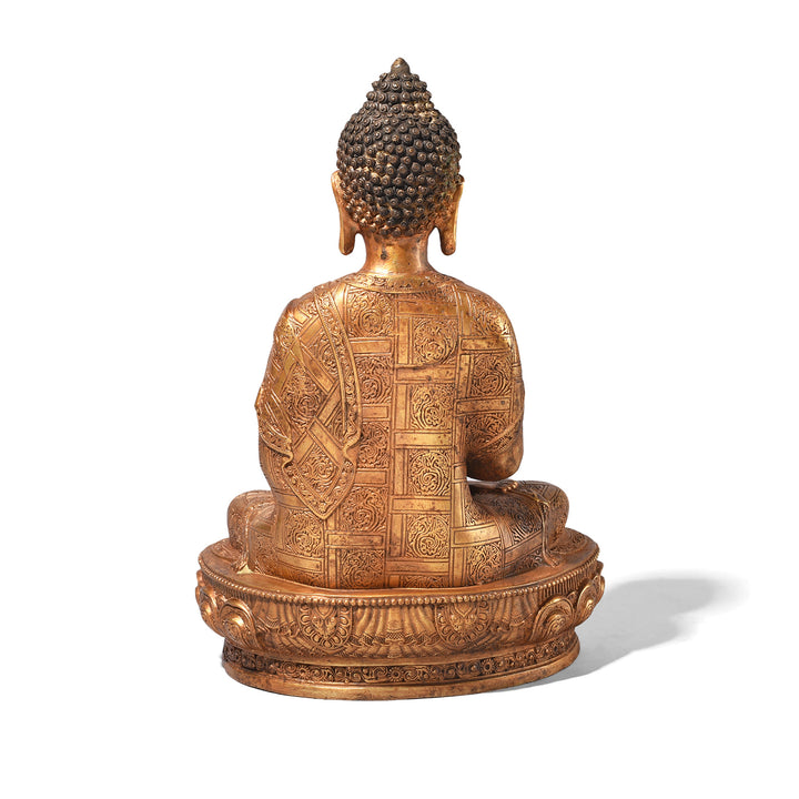 Back Of Gilt Brass Sitting Buddha - Dhyana Mudra | Indigo Antiques