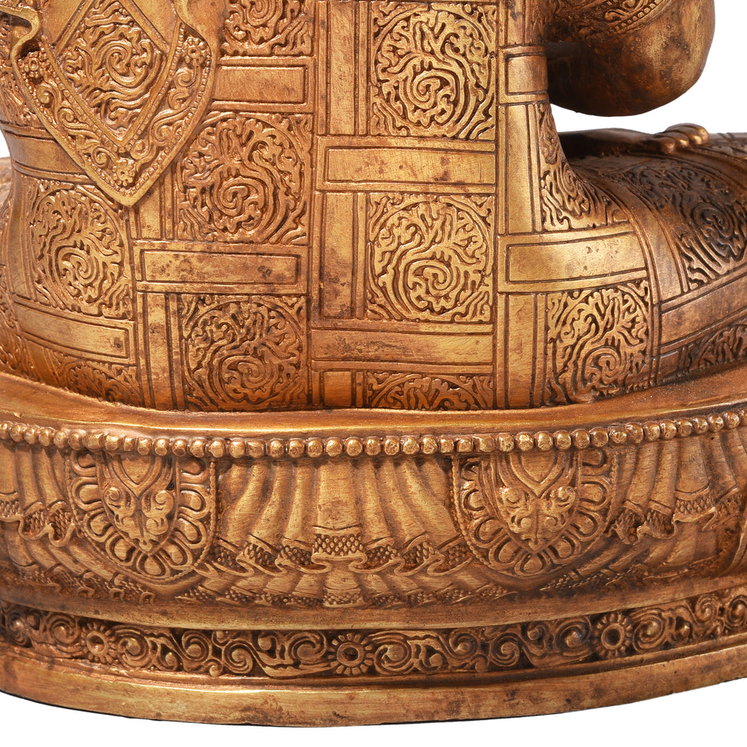 Detail From Back Of Gilt Brass Sitting Buddha - Dhyana Mudra | Indigo Antiques