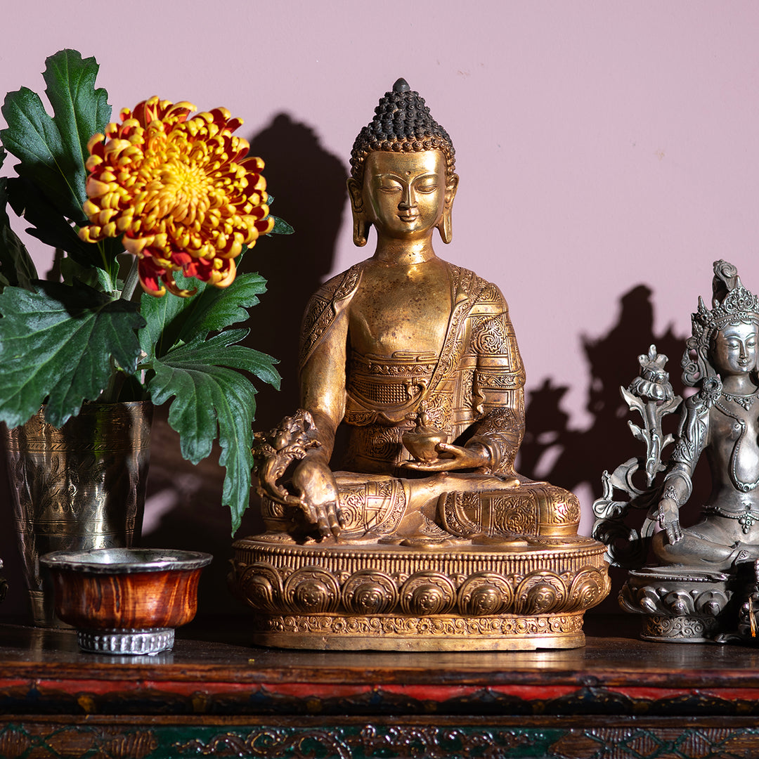 Gilt Brass Buddha - Varada Mudra | Indigo Antiques