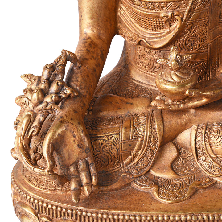 Hand View Of Gilt Brass Buddha - Varada Mudra | Indigo Antiques