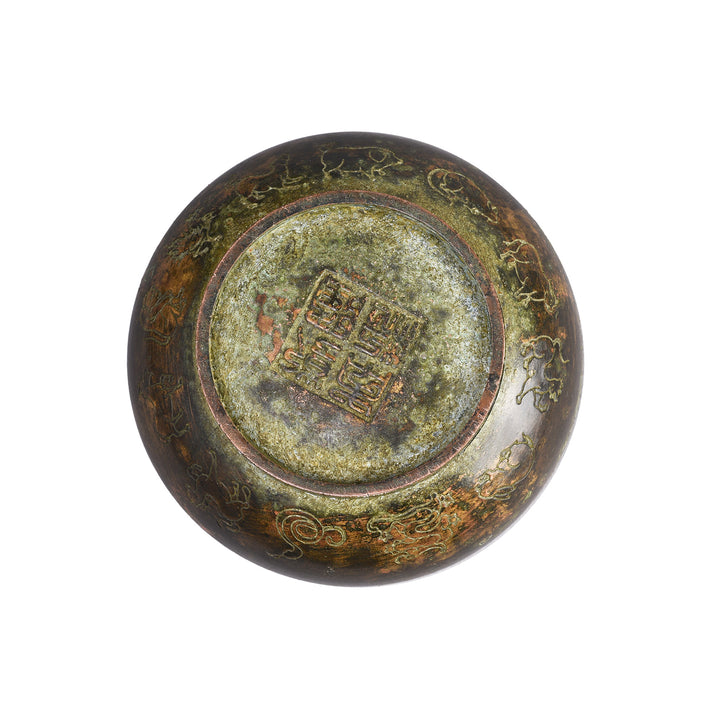 Underside Of Bronze Zodiac Trinket Box | Indigo Antiques