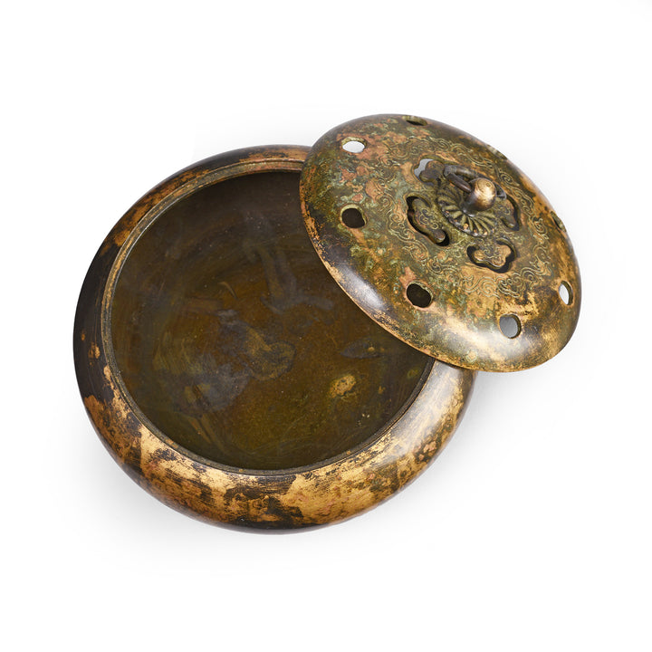 Top Down View Of Bronze Incense Burner | Indigo Antiques