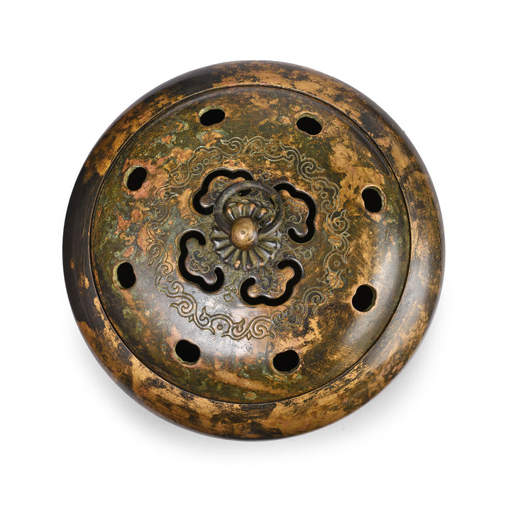 Top Down View Of Bronze Incense Burner | Indigo Antiques