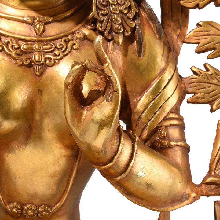 Hand Detail From Gilt Bronze Statue Of The Tibetan Goddess Tara | Indigo Antiques