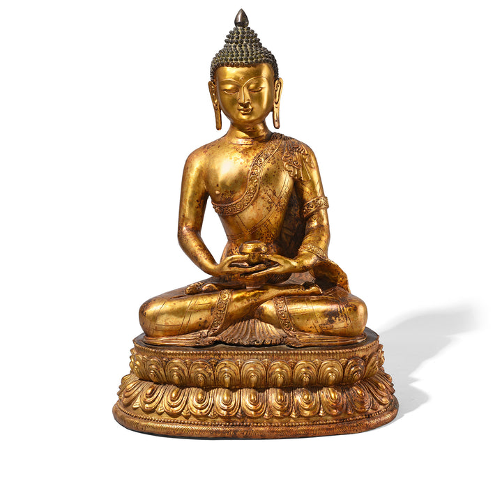 Gilt Brass Sitting Buddha - Dhyana Mudra | Indigo Antiques